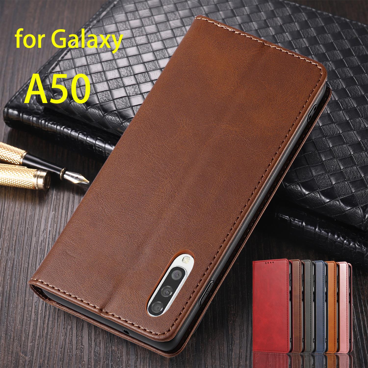 磁気吸引カバーレザーケース三星銀河 A50 A50s フリップケースカードホルダーホルスター財布ケース Fundas Coque