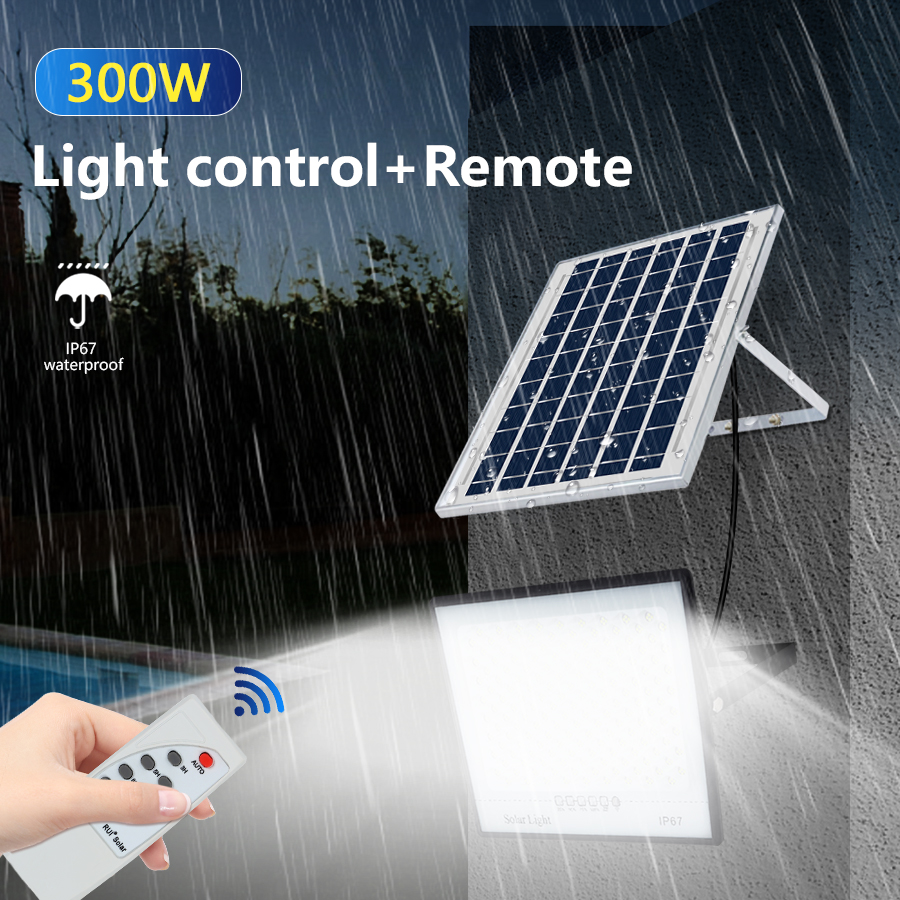 300 ワットソーラーランプ屋外 IP65 防水スポットライト LED ソーラーライトリモコンソーラー投光器パティオガレージ裏庭