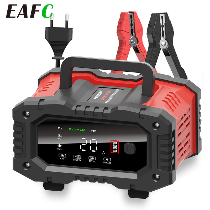 12v/24v 全自動バッテリー充電器 7 セグメントスマートカーバッテリー充電器パルス修理 Agm ゲルウェット鉛酸充電用