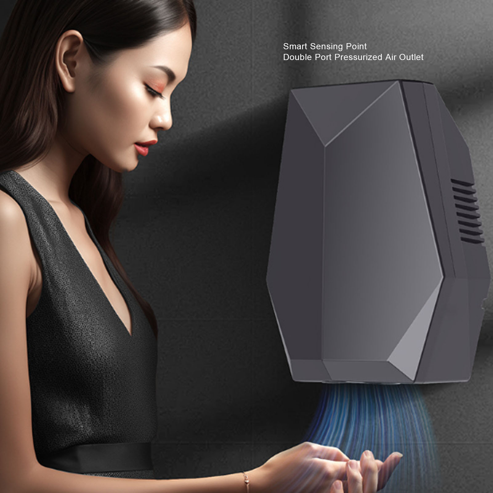 壁掛けハンドドライヤー 自動感知 45℃ 熱風 電動ハンドドライヤー 浴室 トイレ用 壁掛けハンドドライヤー