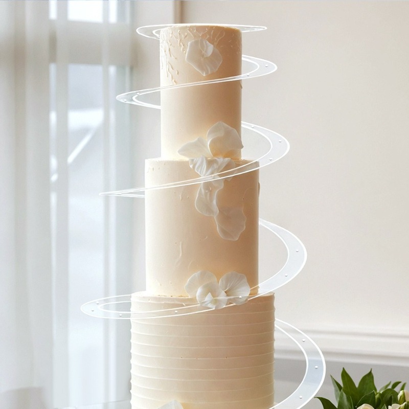 ケーキスパイラルティアードスタンドペストリーデコレーションアクセサリー結婚式誕生日パーティーフェスティバルアクリルケーキスタンド再利用可能な折りたたみ式