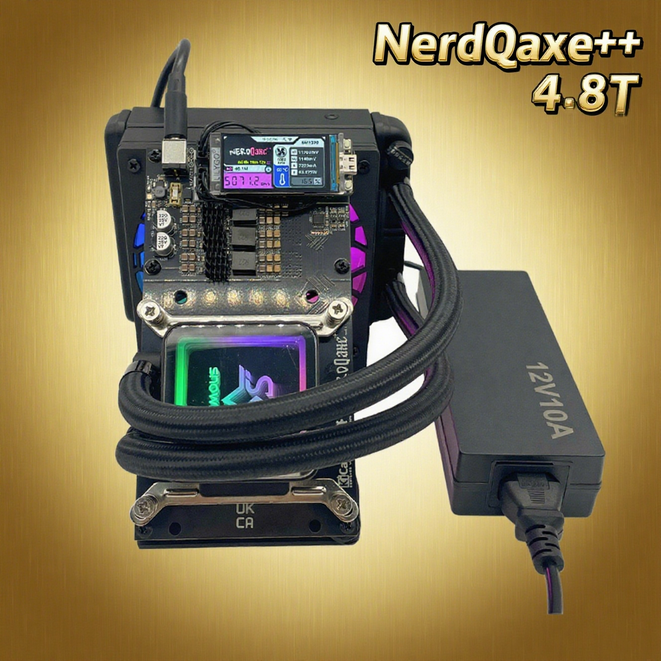 最新の三角ブラケット水冷 NerdQaxe 4.8TH/s Asic Bitcoins Miner Solo BTC 2.4G WiFi BTC 80W マイニングマシン