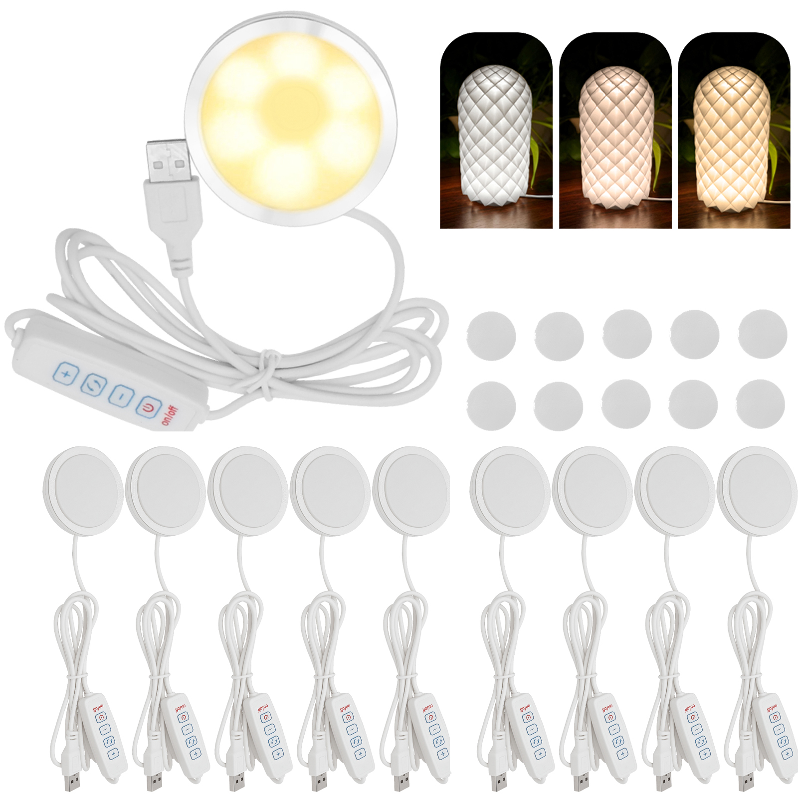 3/5/10 個 LED ランプキット 3 色 5V USB 電源 3000k-6400k 暖かい光調整可能な明るさ 3D 印刷ワークスペースランプキャビン用