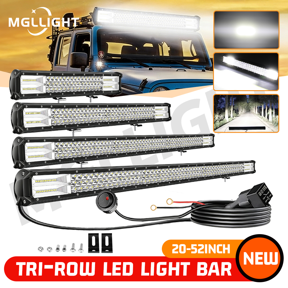 HL 20-52 インチ 3 列 7D LED ライトバーオフロード使用 Led バーコンボビーム Led ワークライトバートラック SUV UTV ATV 4x4 4WD 12V 24V