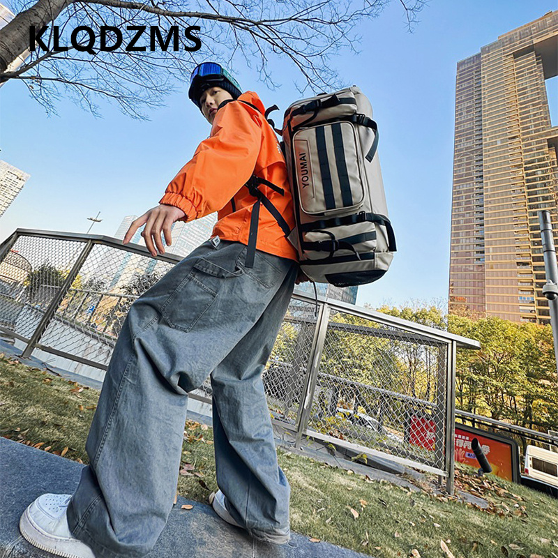KLQDZMS メンズバックパックアウトドアスポーツスキーショルダーバッグオックスフォード布大容量ウェアラブルトラベルバッグ女性の荷物バッグ