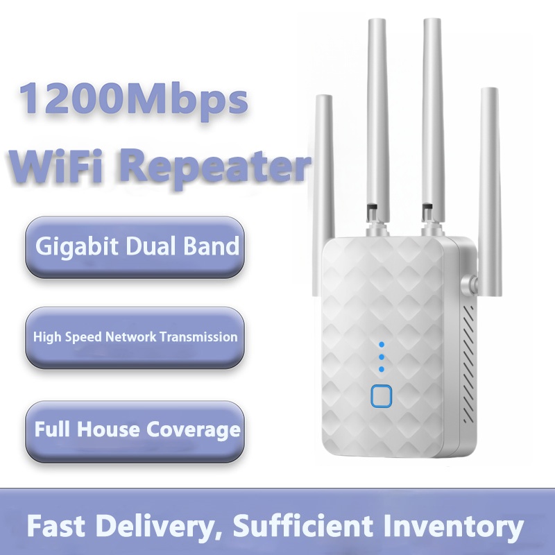 WiFi リピーター 1200Mbps 2.4G/5GHz デュアルバンドワイヤレス信号エクステンダー Wi-Fi 802.11ac ギガビットアンプルーター長距離ブースター