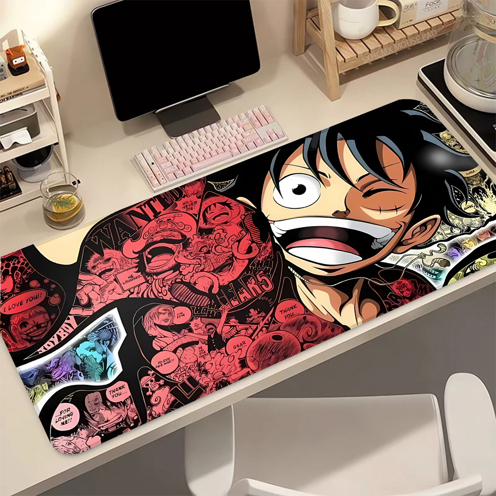 ゲーミングマウスパッド O-One P-Piece ルフィ ラージ 拡張アニメ デスクマット ノンスリップ ラバーベース ステッチエッジ ゲーマー オフィス コンピューター用