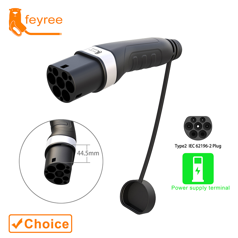 Feyree EV 充電器 Type2 オスプラグ 電源側 16A 32A 1 相 IEC62196-2 アダプタ 11KW 22KW 三相電気自動車