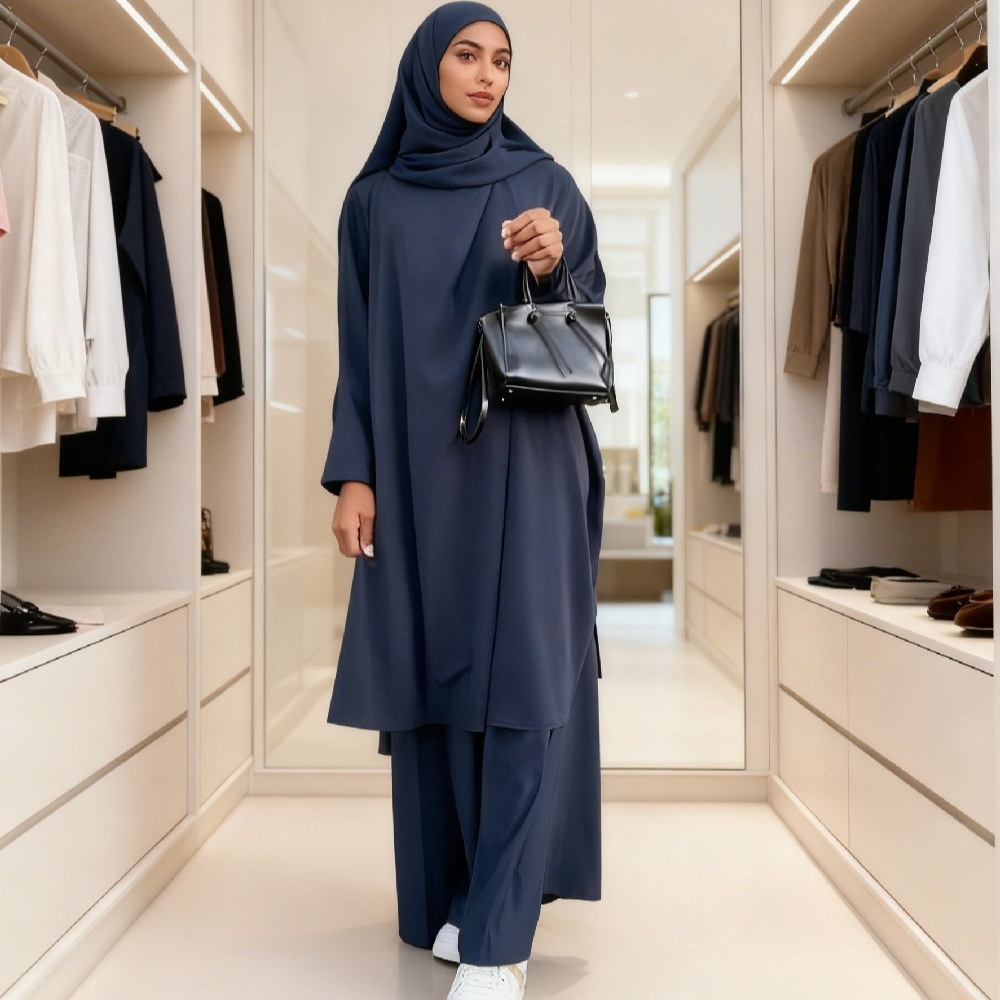 イスラム教徒の女性のドレスツーピースセット祈り衣服セットイードラマダンモロッコドバイキマールアバヤアラブ祈りスーツイスラム Vestidos
