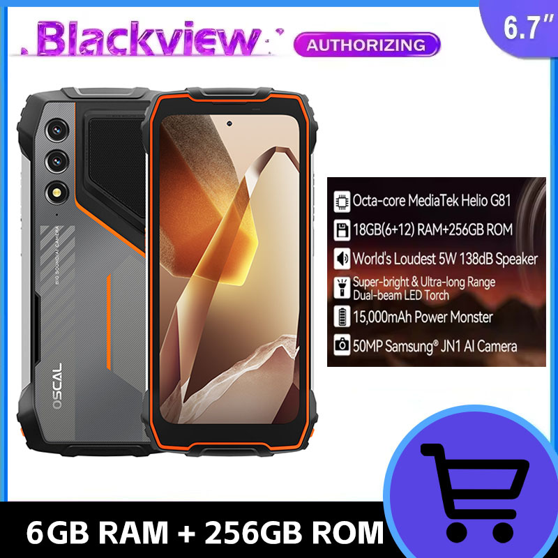OSCAL PILOT 1 頑丈な電話、6GB 256GB Blackview スマートフォン、6.67 インチ HD ディスプレイ 50MP カメラ携帯電話、15000mAh、NFC