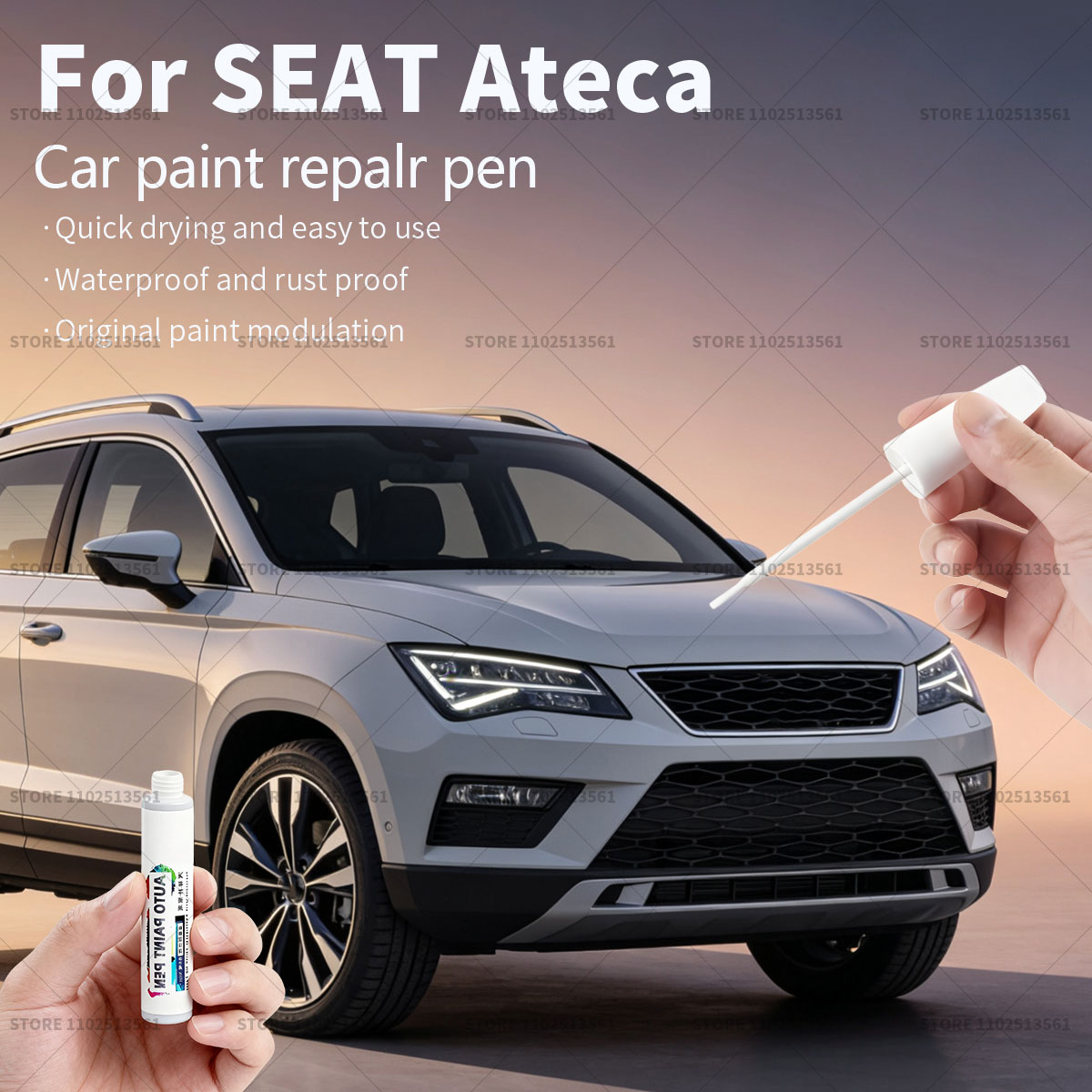 車の塗装修理ペン 2016-2025 シート Ateca ペイント傷修復アクセサリー白、青、グレー、黒、白、シルバー、赤