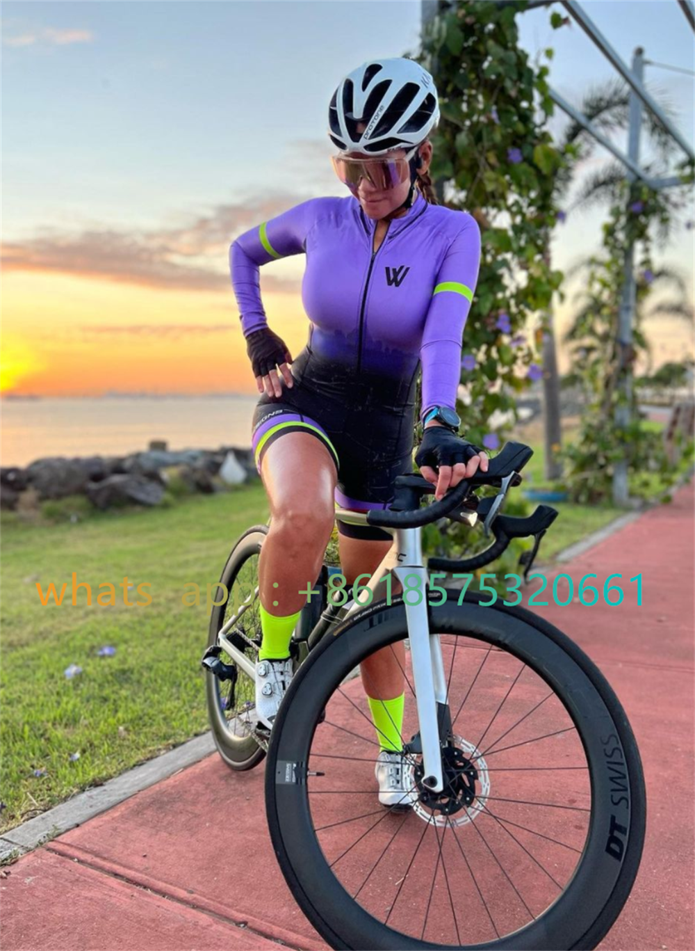 ブラジル Macaquinho スキンスーツ Ciclismo 女性のサイクリングジャンプスーツ長袖バイクドレス送料無料炎スタイル 2023