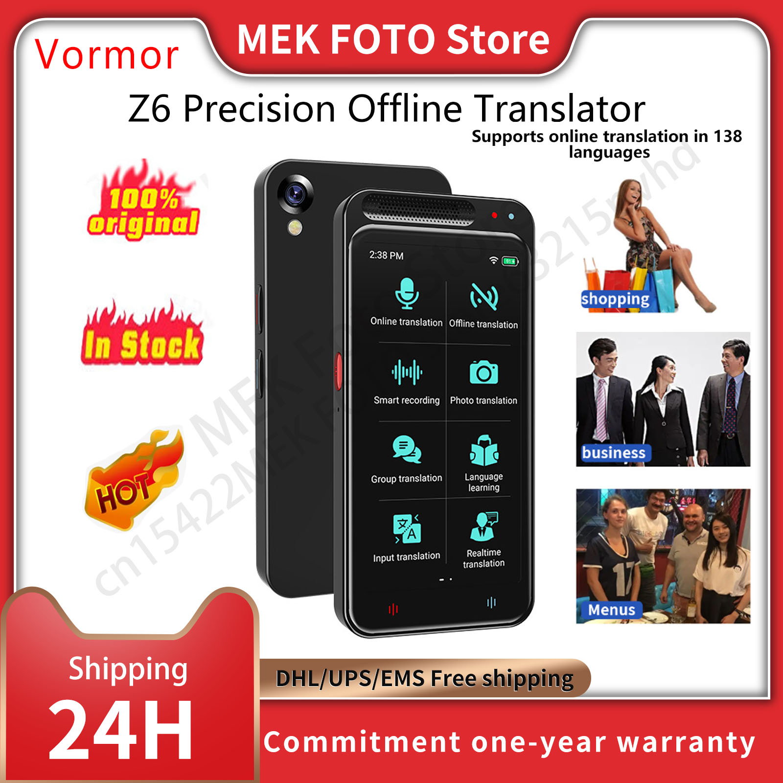 Vormor Z6 ポータブル翻訳機 Wifi Bluetooth 138 言語スマートオフラインリアルタイムスマート AI 音声翻訳機 74 写真翻訳