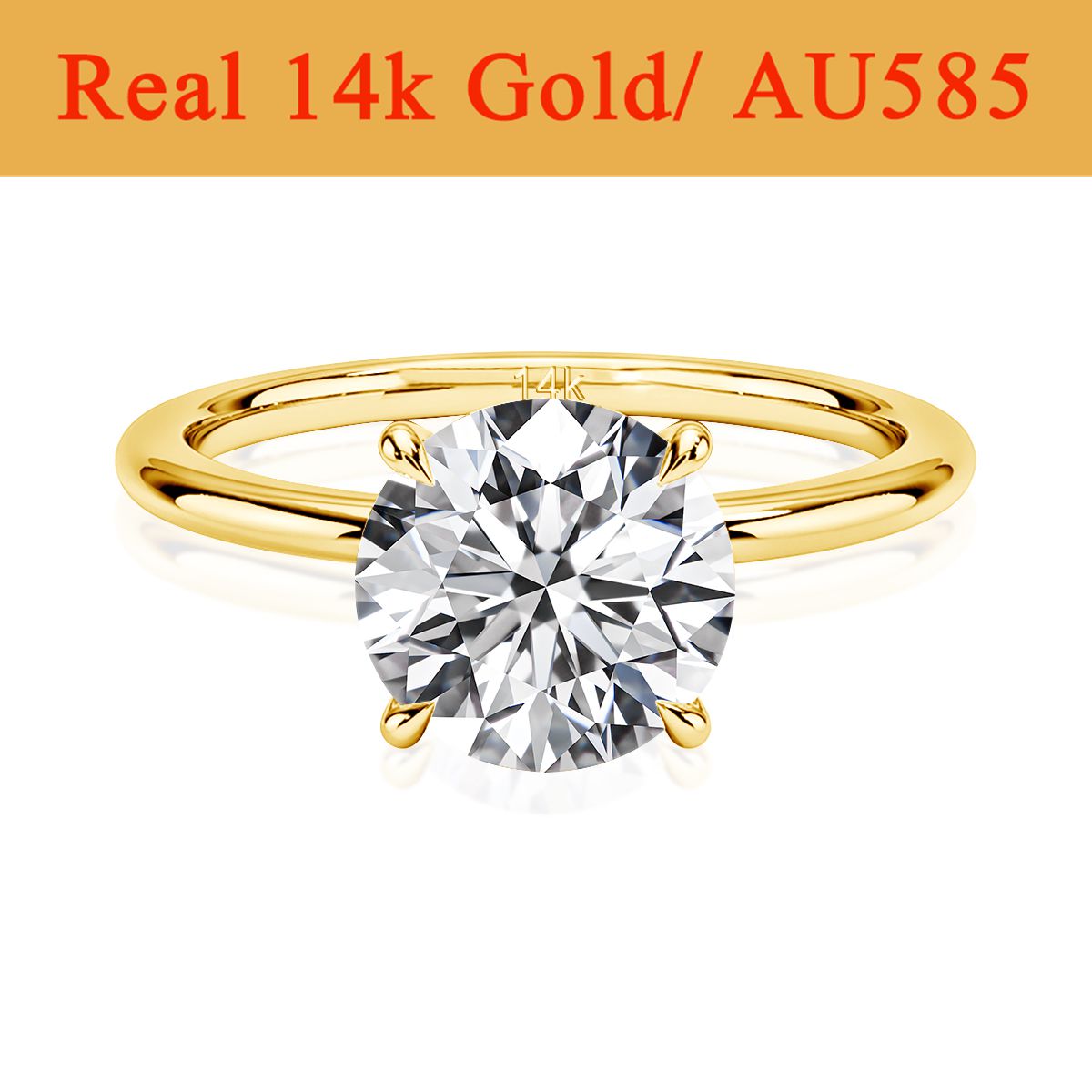 リアルゴールド 14 K モアッサナイト女性のリングシンプルさ AU585 K ゴールドダイヤモンド結婚指輪花嫁婚約ジュエリー母愛好家のギフト