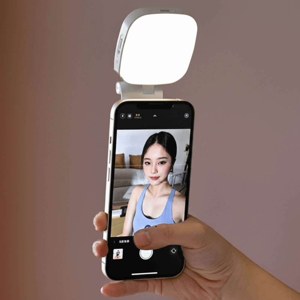 360 度回転磁気携帯電話自撮りライト化粧ミラー付き 3 色携帯電話補助光格納式調整充電式