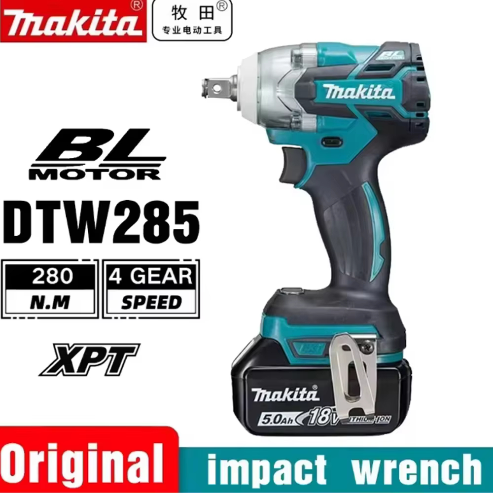 100% 新しいオリジナルマキタバッテリー 18V 充電式リチウムロンバッテリーはマキタ電動工具、DTW285 2800N.M インパクト電動レンチに適合します