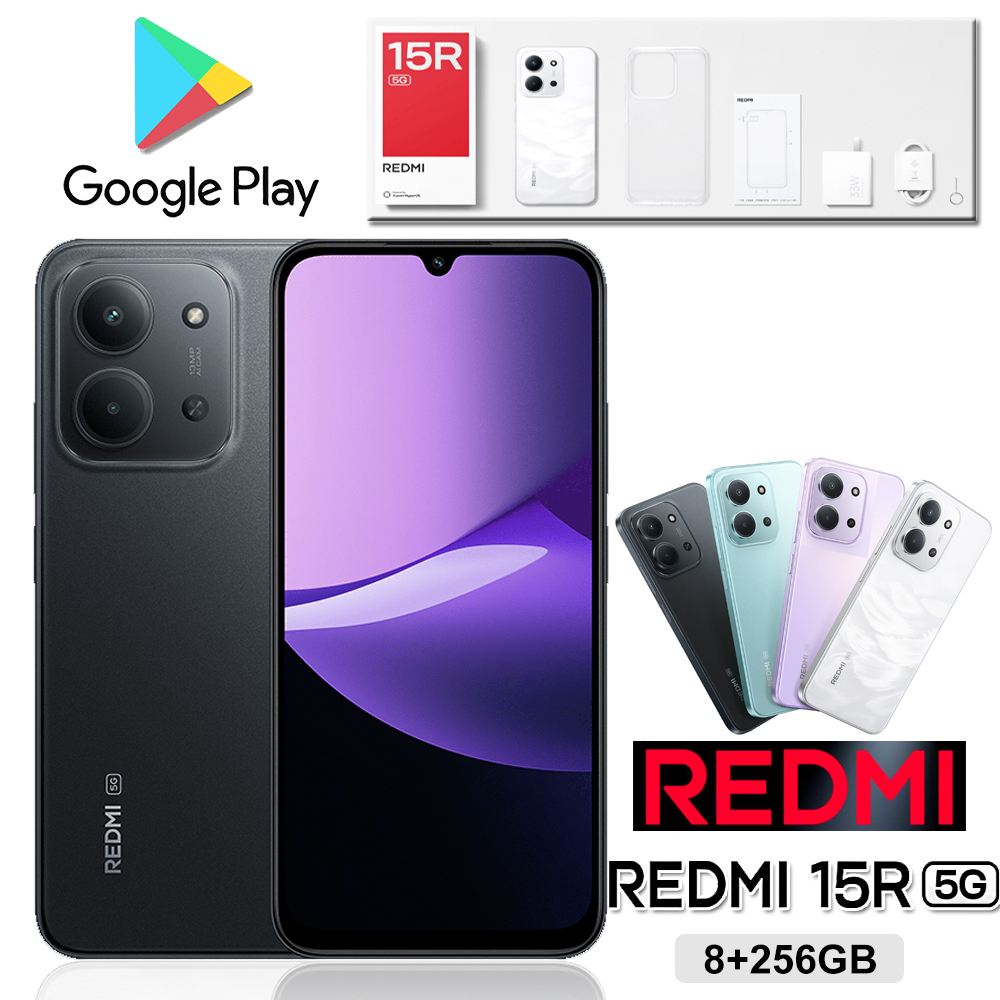 Xiaomi 8GB 256GB/6000mAh/XIAOMI HyperOS システム側指紋認識/顔認識 REDMI 15R 新品携帯電話