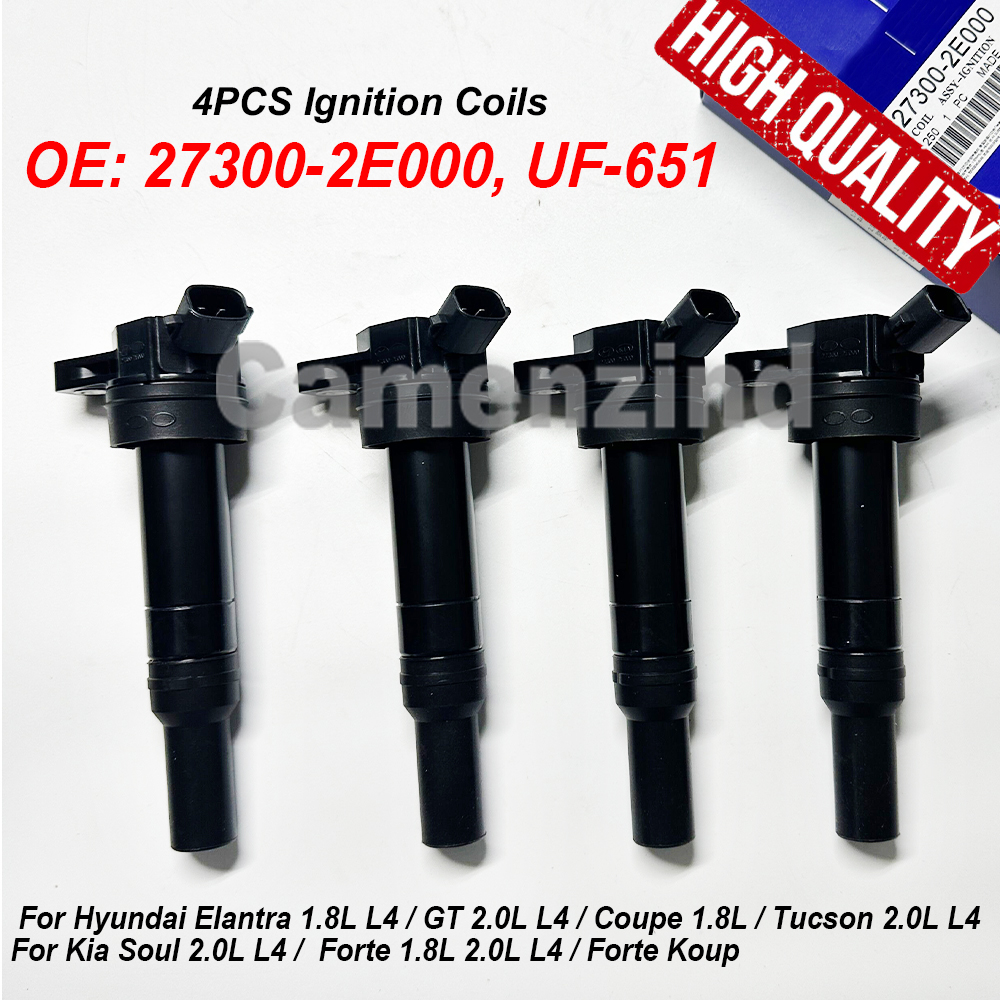 4 個 27300-2E000 UF651 273002E000 車の点火コイルヒュンダイツーソンエラントラ起亜ソウルフォルテ 1.8L 2.0L 2011 2012 2013 2014
