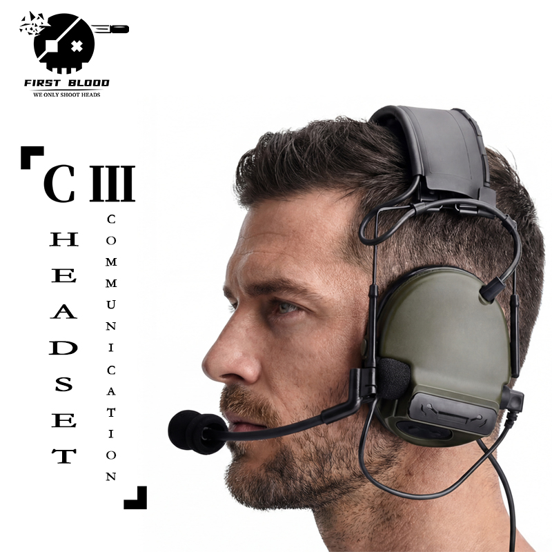 戦術的な COMTAC Ⅲ ヘッドセット通信撮影ヘッドフォンエアガンケンウッド U94 PTT イヤホン屋外狩猟ノイズリダクションなし