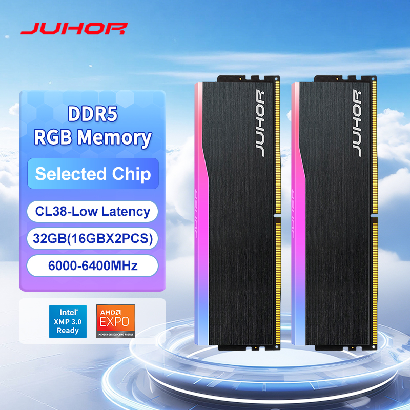 JUHOR メモリ RAM DDR5 RGB 16 ギガバイト 6000MHz 6400MHz デスクトップ PC5 コンピュータ高性能 DIMM メモリ