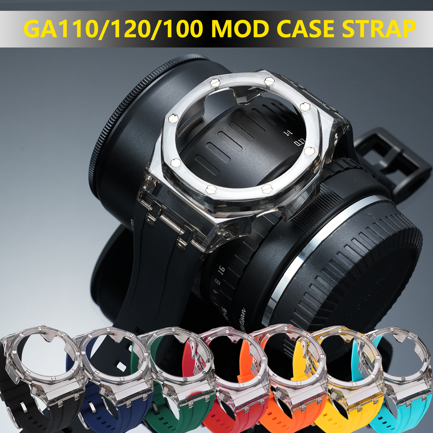Colorful Silicone Strap Transparent Watch Case Mod Kit For Casio G-Shock GA110 GA100 GA120 Modification Farm Oak Men Watch Acces