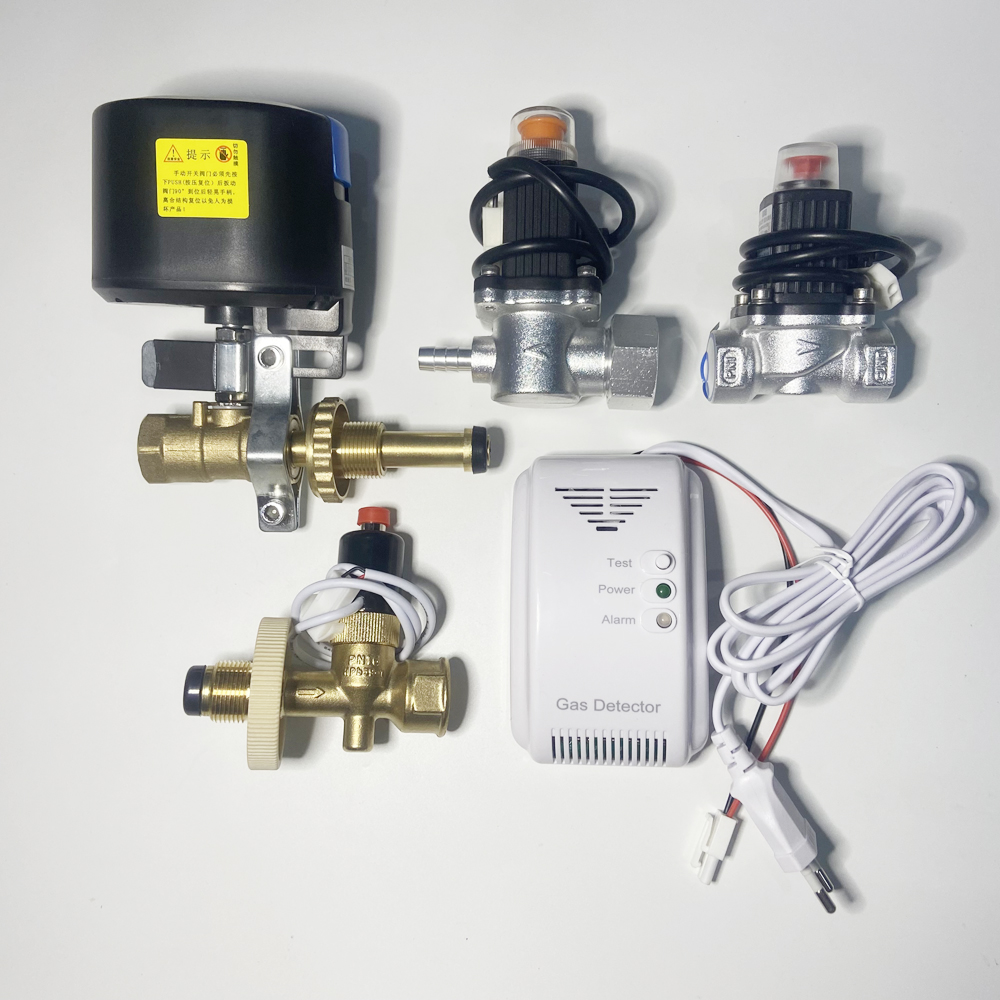 90-240VAC キッチン CH4 天然ガス漏洩検知器磁気電磁弁遮断石炭ガス火災警報センサーホームセキュリティ