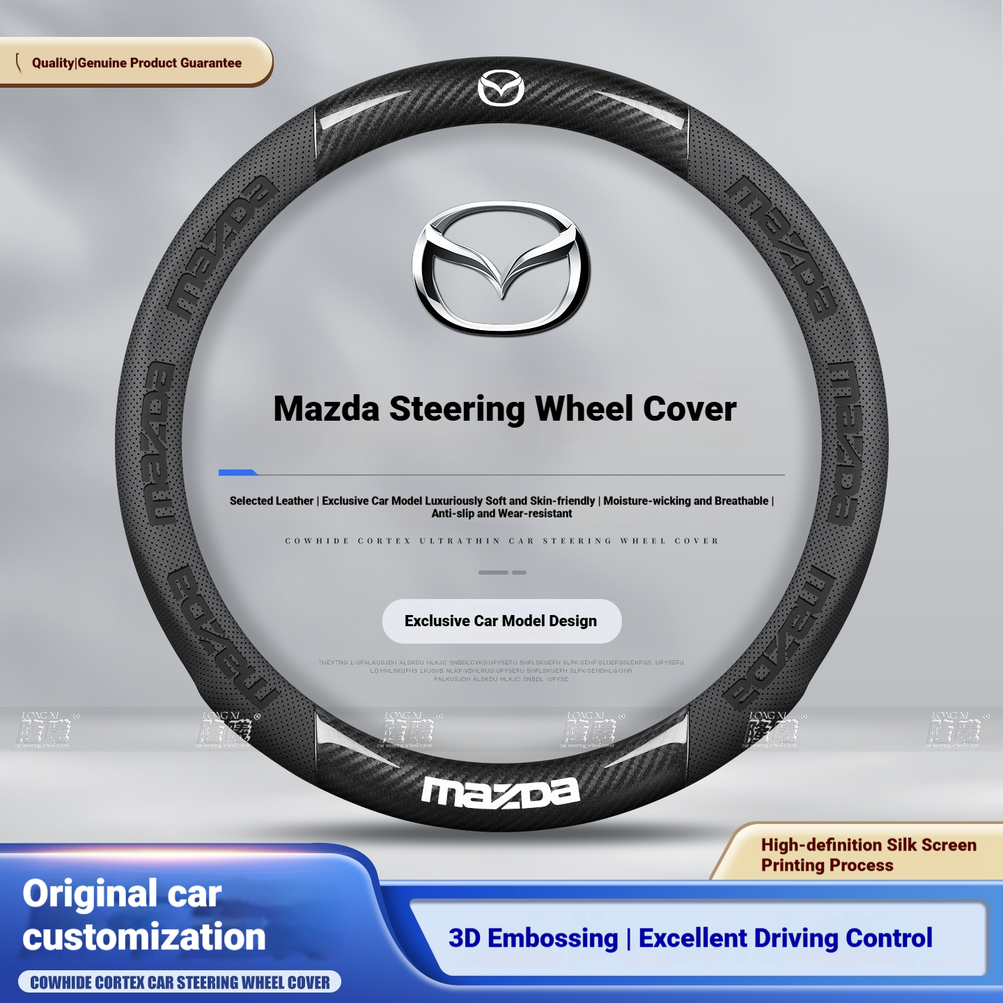 マツダ 3 5 6 SKYACTIV CX30 CX5 CX8 CX9 MX5 RX8 RX7 BT50 アクセラアテンザカーボンファイバーレザー車のステアリングホイールカバーアクセサリー