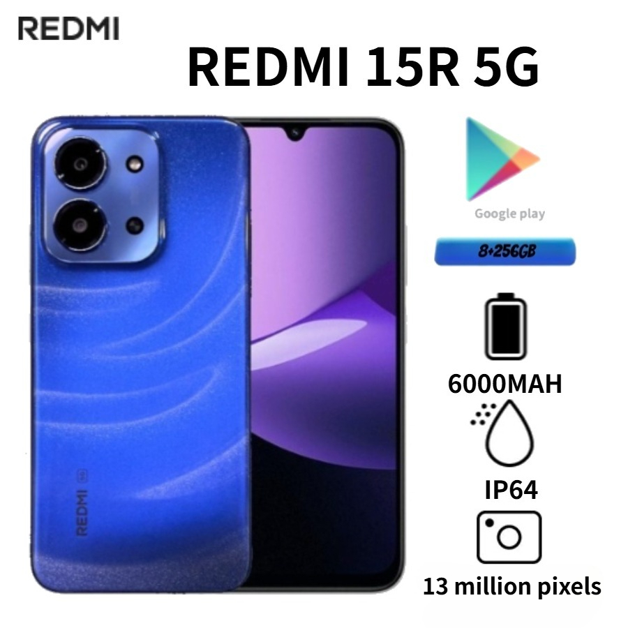 2026 Redmi 15R インターナショナル エディション スマートフォン、6.9 インチ 120Hz 高リフレッシュ レート、デュアル SIM、6000 mAh バッテリー容量