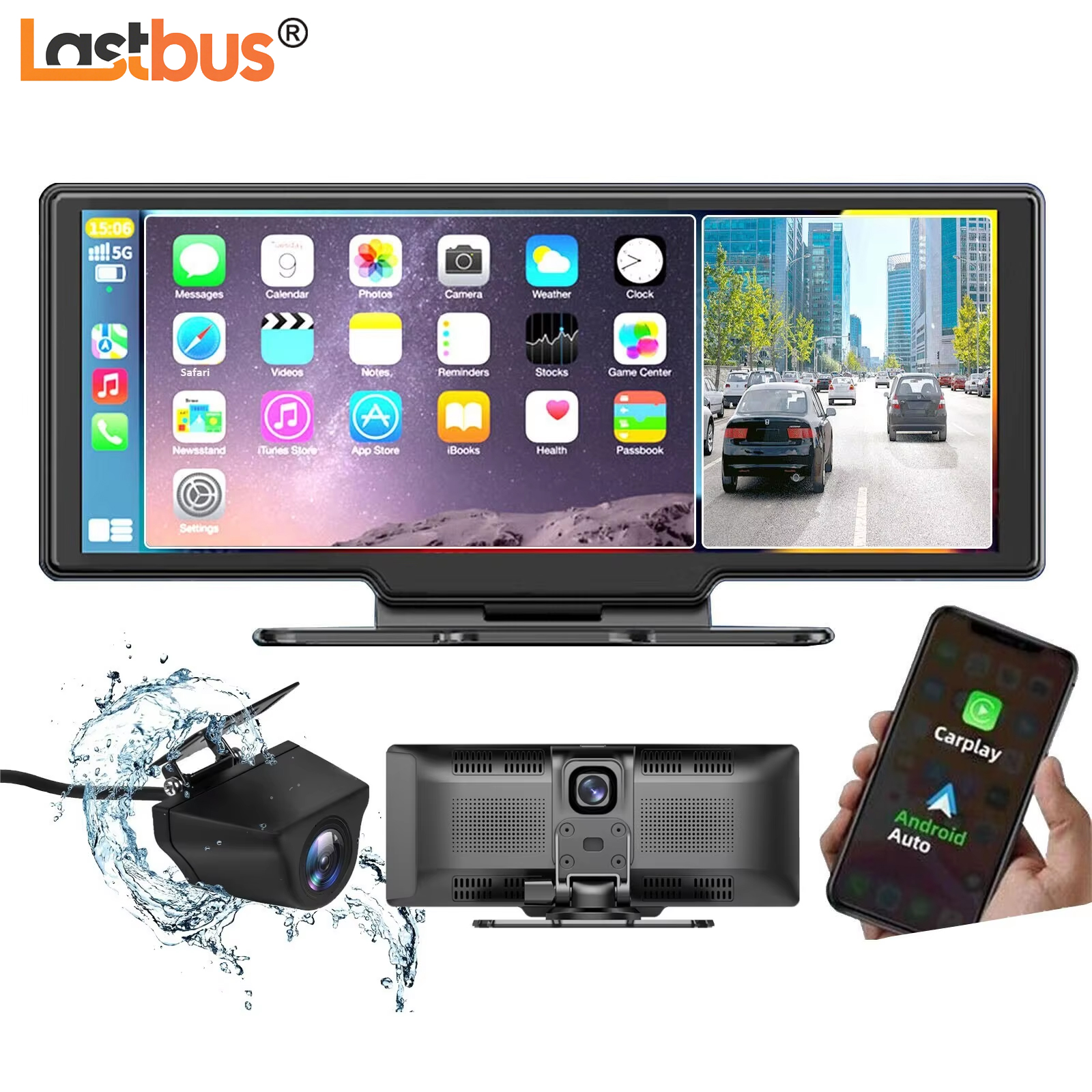 2K デュアルレンズダッシュカム 10.26 インチワイヤレス CarPlay Bluetooth 自動 DVR フロントリアカメラ緊急衝突 GPS ナビキット