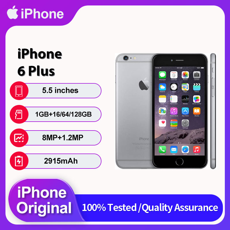 オリジナル Apple iPhone 6 Plus 4G 指紋ロック解除中古 IOS 8 5.5" 16/64/128GB ROM 2915mAh 携帯電話 8MP スマートフォン