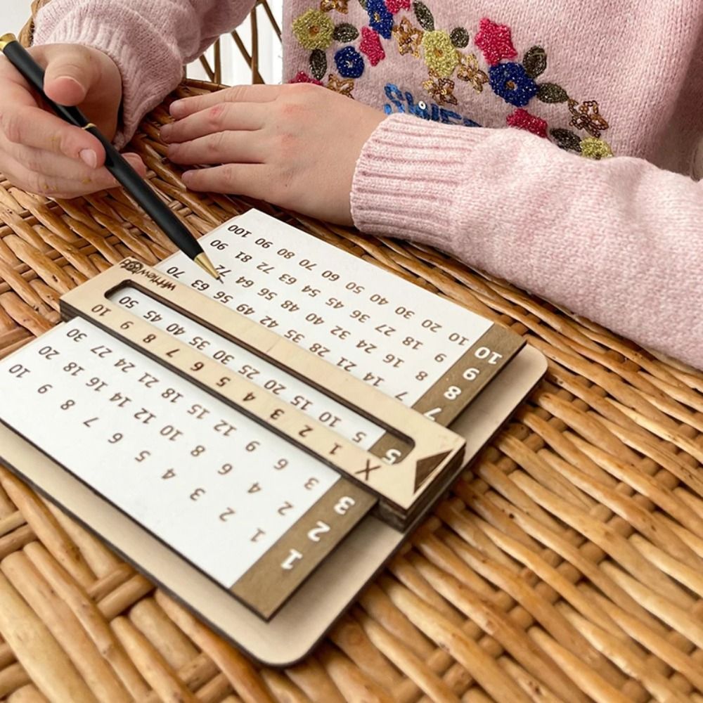 子供用木製スライド式掛け算表 モンテッソーリ玩具 算数計算ボード 教育ツール 子供向け知育玩具