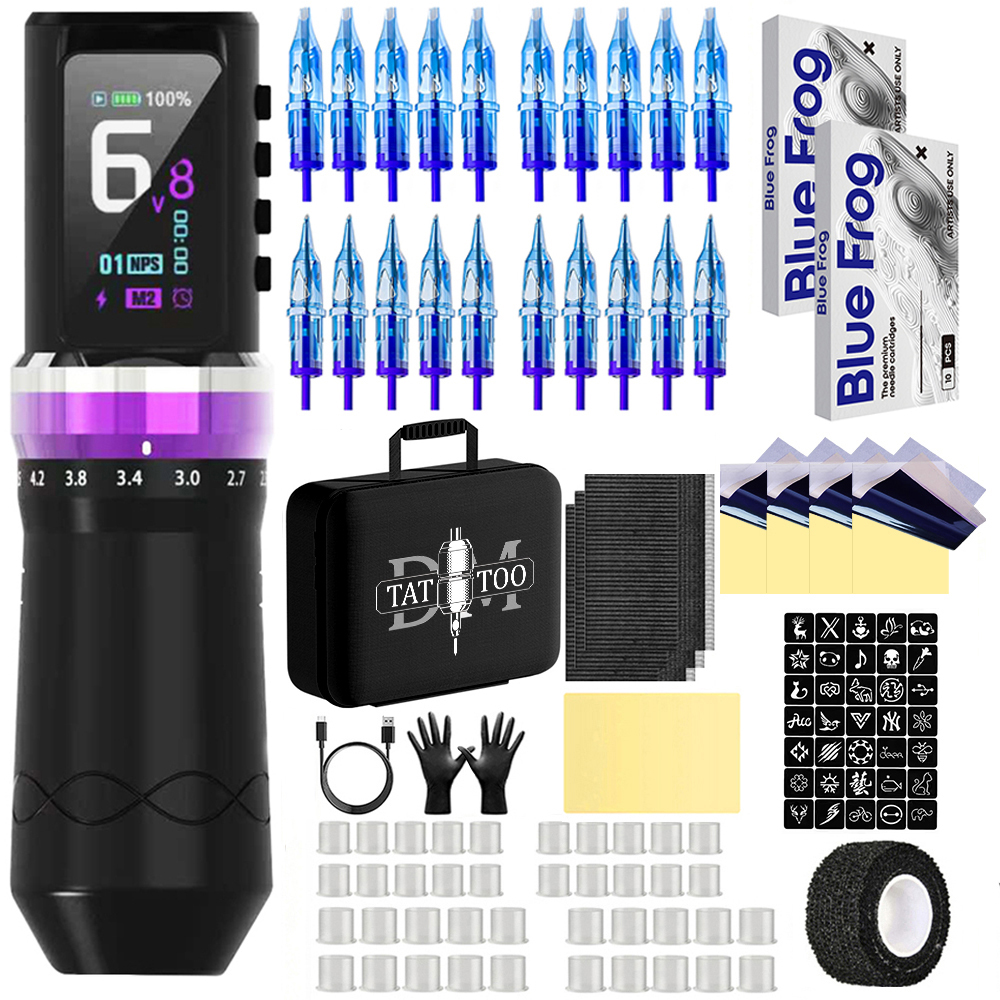 DM Tattoo Kit Professional Tattoo Pen Kit For Permanent Makeup Tattoo Machine Kit Wireless Power Supply Tattoo Gun Kit