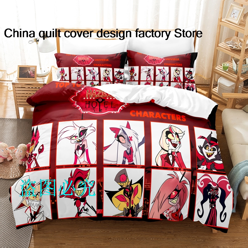 ホット Hazbin ホテル寝具セットシングルツインフルクイーンキングサイズベッドセット Aldult Kid 寝室布団カバーセット 3D アニメベッドシーツセット