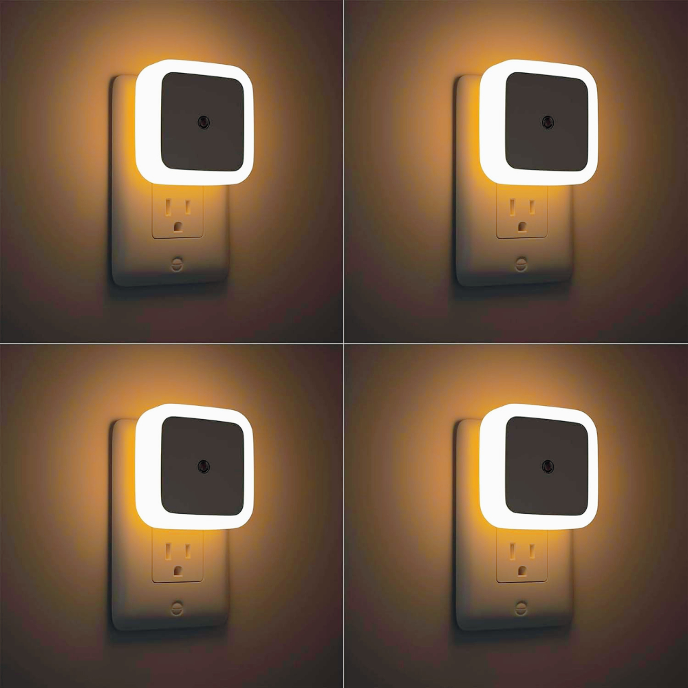 1/2/4 パック LED ナイトライト壁に差し込むミニスクエアライトナイトランプ光センサー付き子供部屋バスルーム階段廊下用