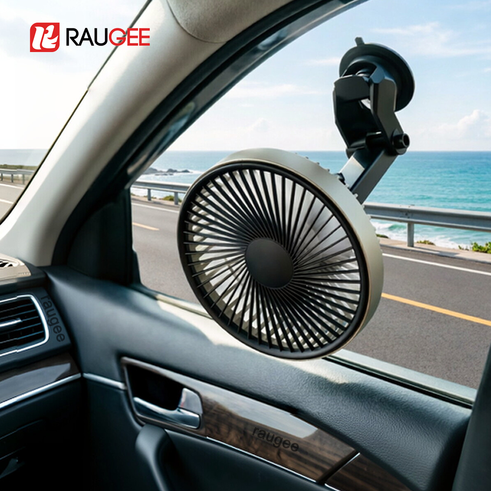 車用ファン ポータブルファン 車用 3スピード 強風 360°調整可能 デュアルヘッド 自動車用冷却ファン USB 車用電動ファン