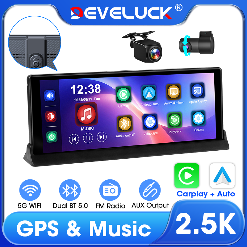 10.26 インチ 4K 1080P 車 DVR ダッシュカム ワイヤレス Carplay
