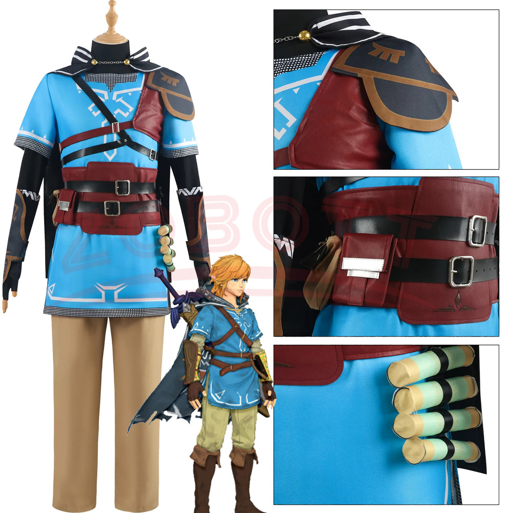ゲームゼルダのコスプレブレスオブザワイルドリンクコスプレ衣装シャツマントアクセサリーセット大人子供カーニバルパーティーのための衣装
