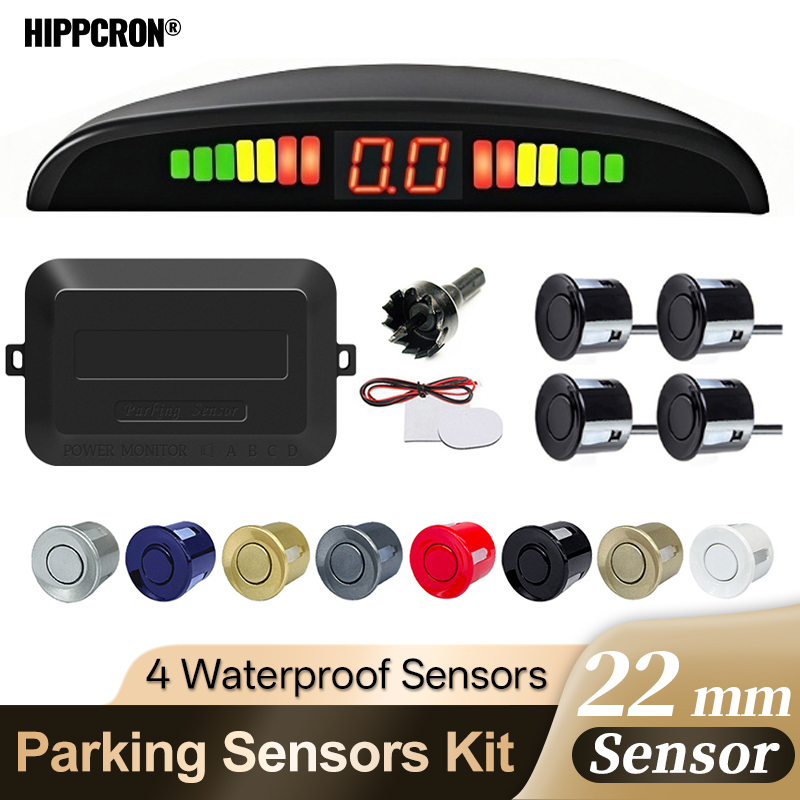 Hippcron 車 LED パーキングセンサーキットバックライトディスプレイリバースバックアップレーダーモニターシステム 4 センサー 22 ミリメートル