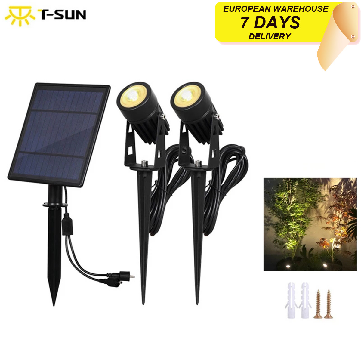 T-SUNRISE 防水 IP65 屋外ガーデン LED ソーラーライト超高輝度庭の芝生ランプ風景スポットライト