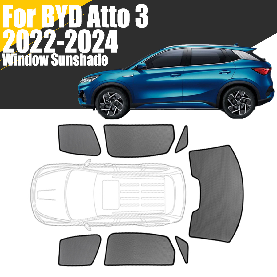 カスタム磁気車の窓サンシェード BYD Atto 3 2022-2024 Atto3 カーテンメッシュフロントガラスフレームカーテン