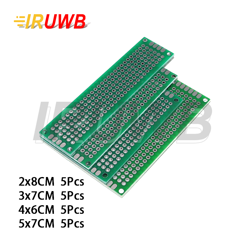 20 個 2X8 3X7 4X6 5X7 FR4 プロトタイプキットプリントユニバーサル回路パーフボード DIY はんだ付け両面 PCB ボード