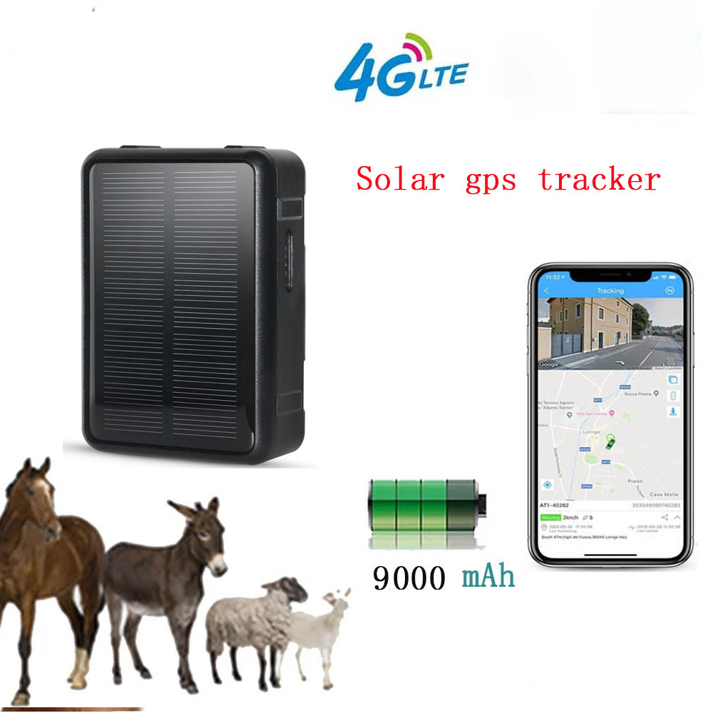 4 グラム車の GPS トラッカー車両動物羊牛牛 V44 9000mAh 太陽光発電防水抗削除 SOS アラーム