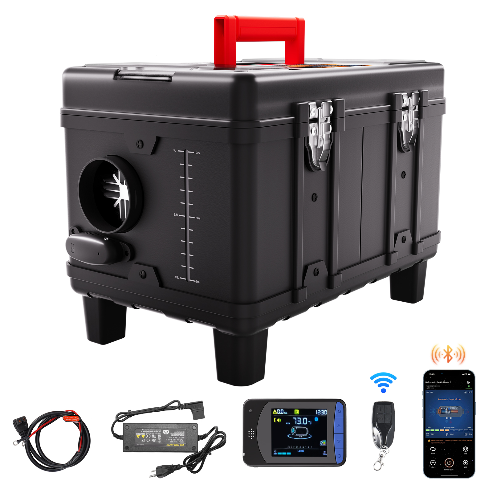 SucceBuy 8KW ディーゼルヒーター 12V/24V オールインワンディーゼルエアヒーター Bluetooth/CO アラーム付き RV ボートトラック用ディーゼルパーキングヒーター