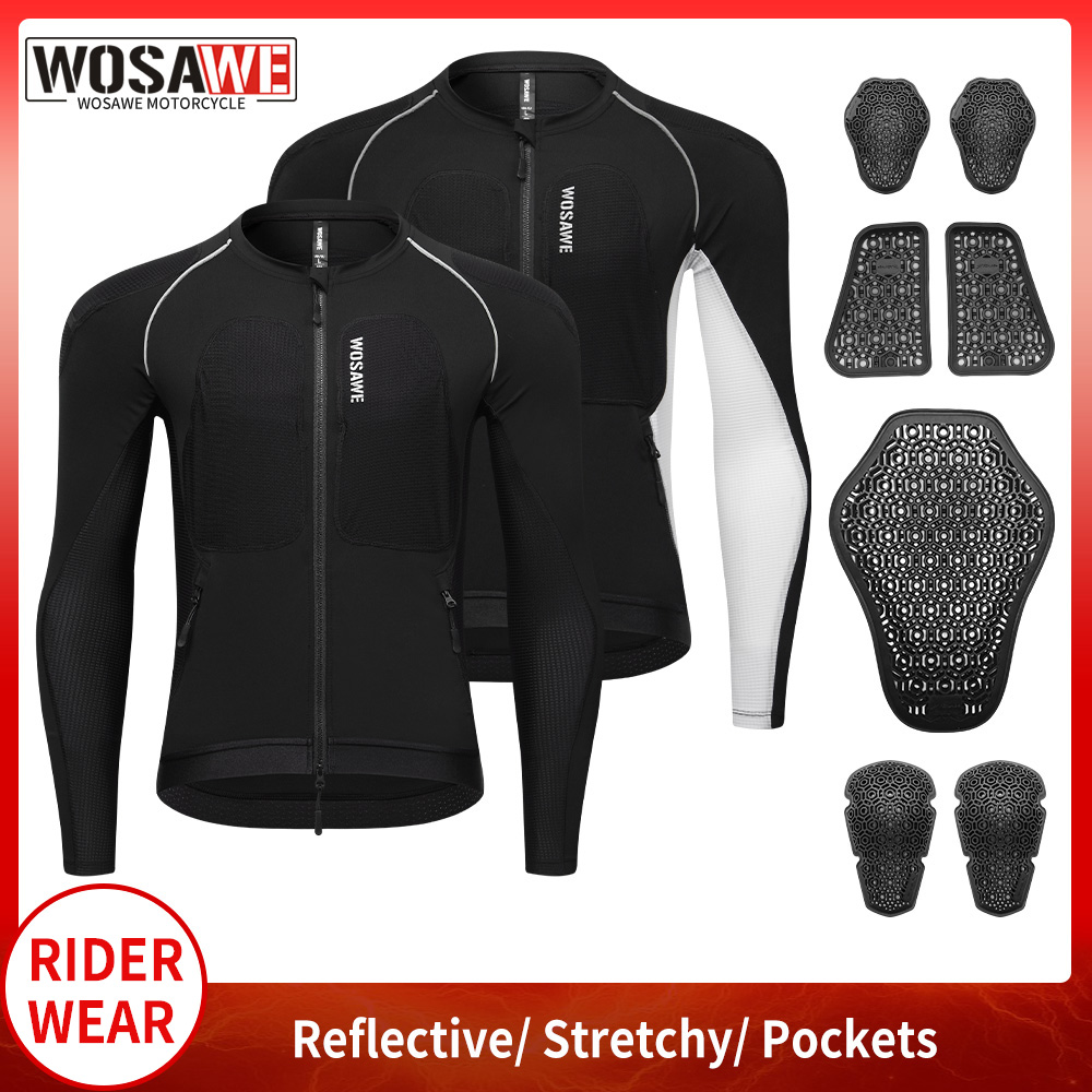 WOSAWE 男性オートバイジャケット通気性速乾モトクロスシャツオフロードエンデューロダウンヒルスポーツ服ライダー機器