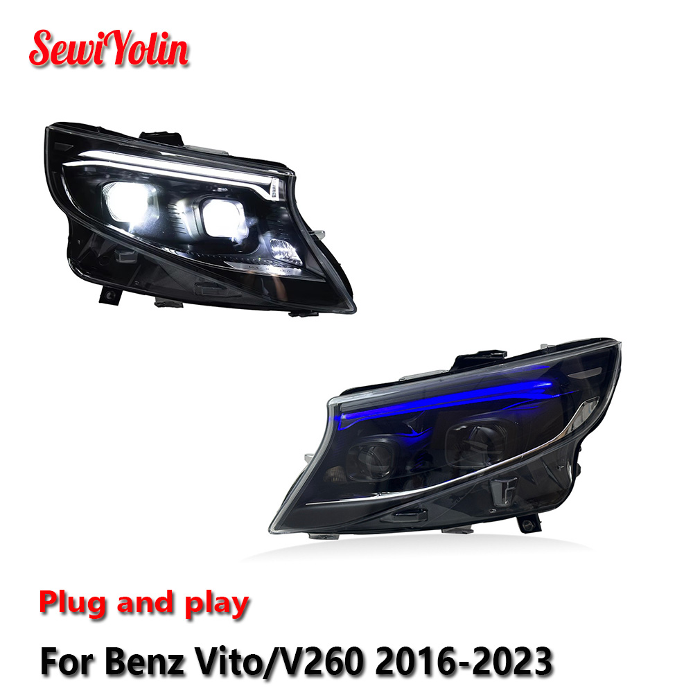 車の LED ヘッドライトベンツヴィト 2016-2023 W447 ヘッドランプ DRL プロジェクターレンズカーアクセサリー修正された