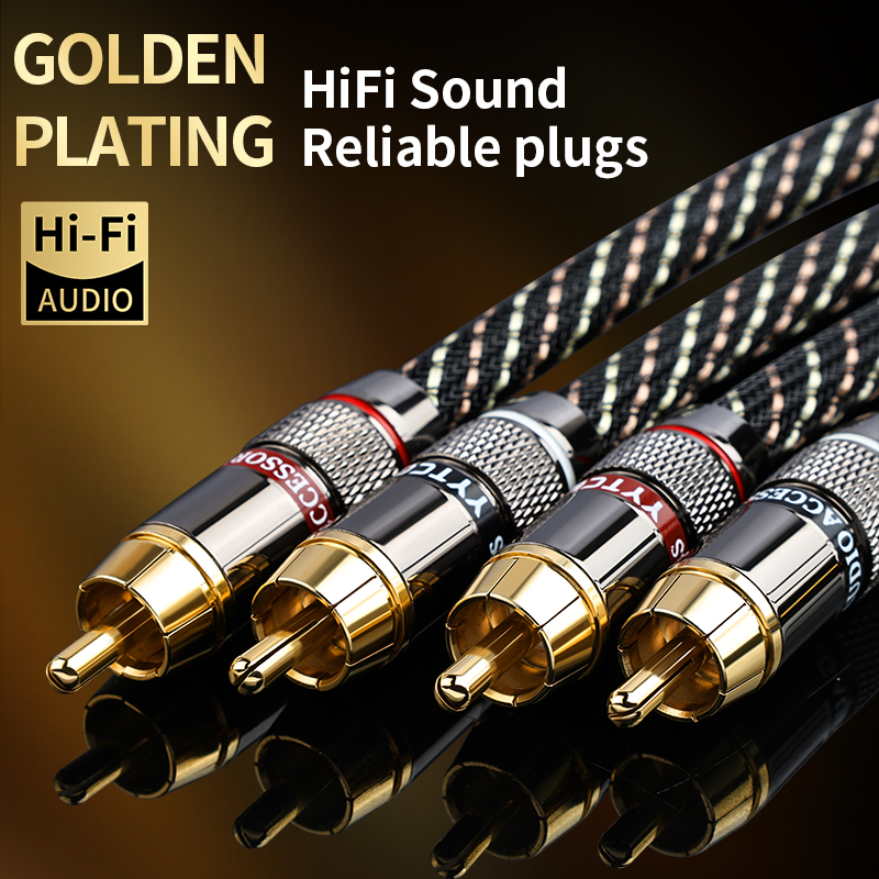 YYTCG HIFI ステレオ RCA オーディオケーブル 6N OFC オス - オス 2RCA - 2RCA オーディオケーブル、金メッキコネクタプラグ付き CD アンプ用