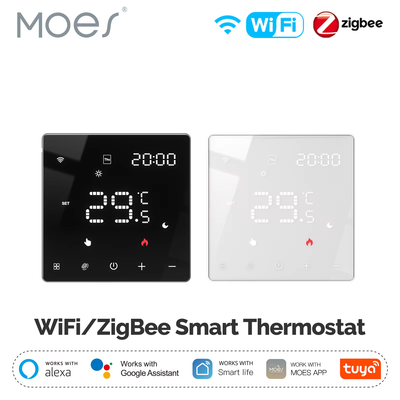MOES Tuya ZigBee WiFi スマートサーモスタットプログラマブル温度コントローラー水ボイラー電気加熱 Alexa Google ホーム