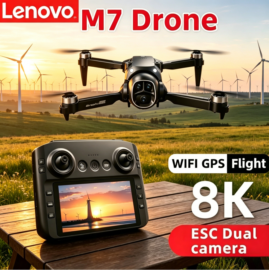 レノボ M7 RC ドローン 8K HD デュアルカメラプロフェッショナル航空写真クアッドコプターポータブル折りたたみ式リモコン航空機 WiFi
