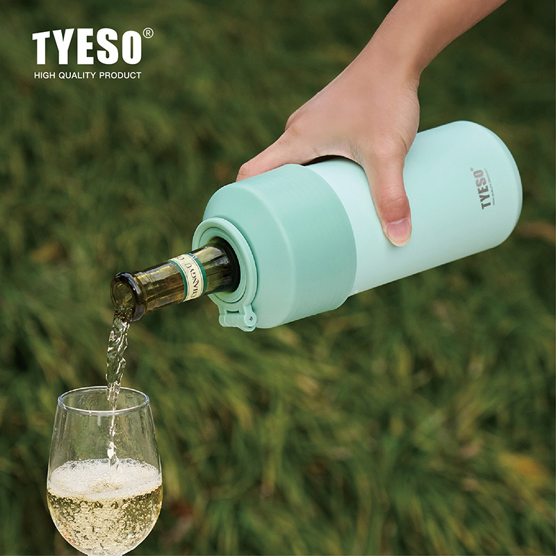 TYESO 真空断熱ペットボトルクーラーワインボトル用コーヒーステンレス鋼夏屋外ポータブル与えるライナーカップ