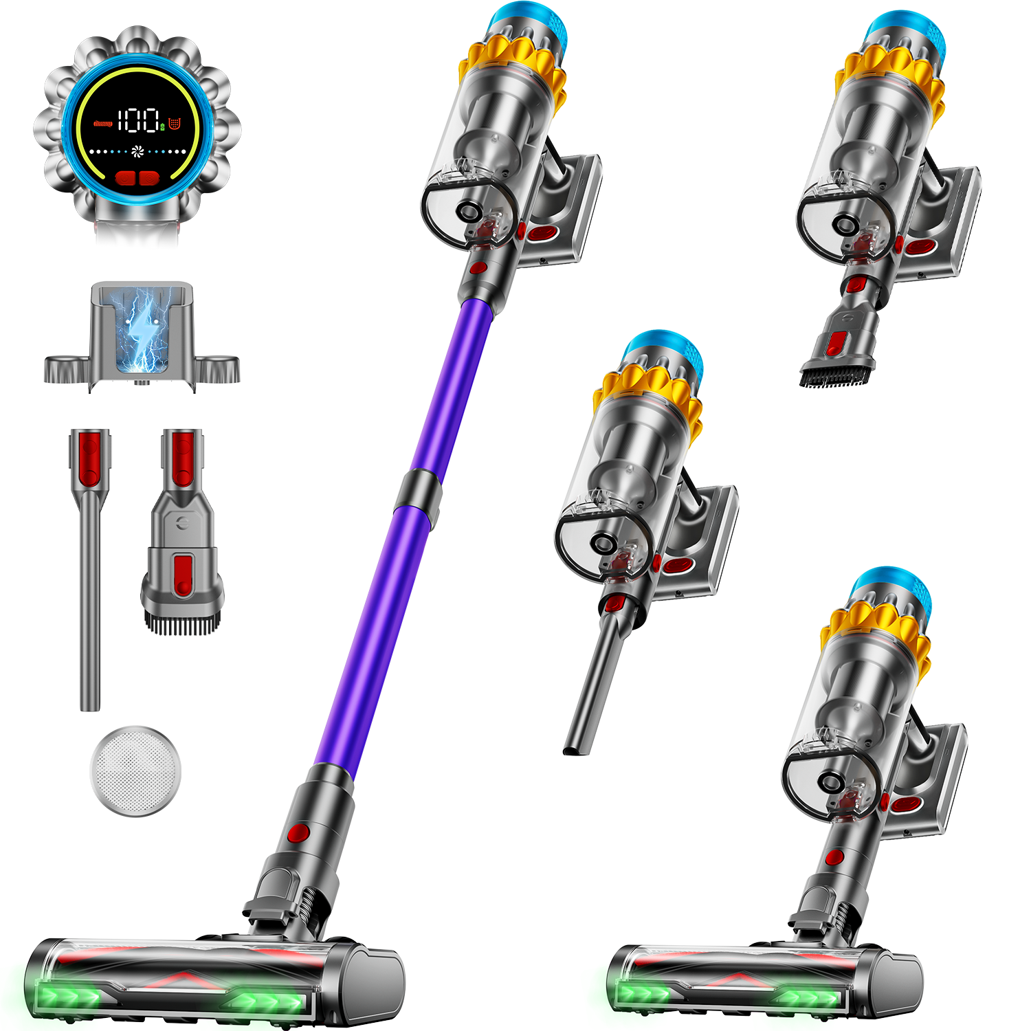 VAKERR X15 Pro 65KPA コードレス掃除機 650W 強力な吸引スティック掃除機 堅い床のペットの毛とカーペット用の実行時間 70 分